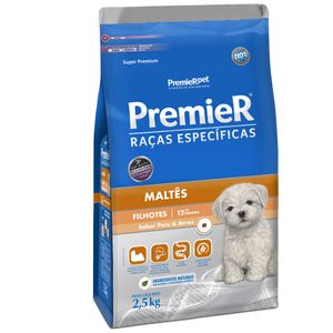 Ração Premier Raças Específicas Para Cães Maltês Filhotes Sabor Peru e Arroz 2,5 kg