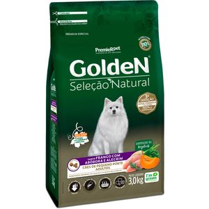 Ração Golden Seleção Natural Mini Bits Para Cães Adultos de Porte Pequeno Sabor Frango com Abóbora e Alecrim 3 kg