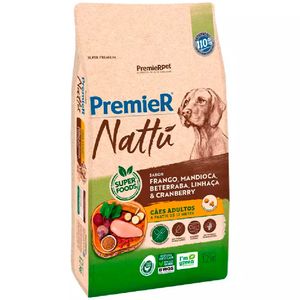 Ração Premier Nattu Cães Adultos sabor Mandioca 12 kg