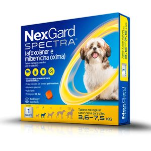 Antiparasitário NexGard Spectra para Cães de 3,6 kg a 7,5 kg com 1 Tablete