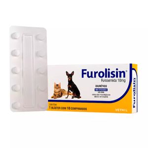 Diurético Furolisin para Cães e Gatos em Blister com 10 Comprimidos de 10 mg