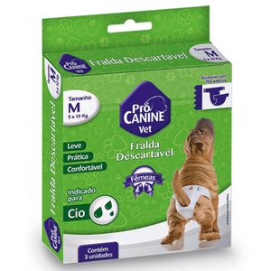 Fralda Descartável PróCanine M Para Cães com 3 und