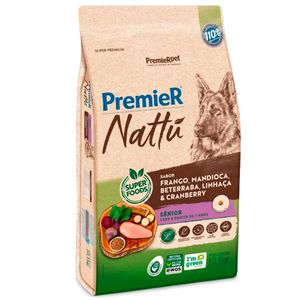 Ração Premier Nattu para Cães Sênior Raças Média a Grande Sabor Mandioca 10,1 kg