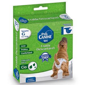 Fralda Descartável PróCanine G Para Cães com 3 und