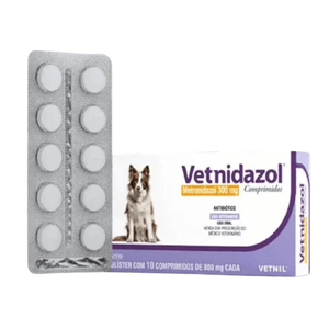 Antibiótico Vetnidazol para Cães em Blister com 10 Comprimidos de 300 mg