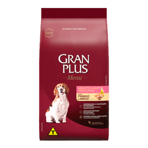 Ração GranPlus Menu Light para Cães Adultos de Raças Médias a Grandes Sabor Frango e Arroz 15 kg