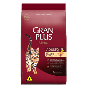 Ração GranPlus Menu Para Gatos Adultos Sabor Frango e Arroz 10,1 kg