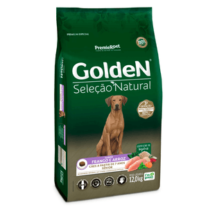 Ração Golden Seleção Natural para Cães Sênior de Porte Médio e Grande Sabor Frango e Arroz 12 kg