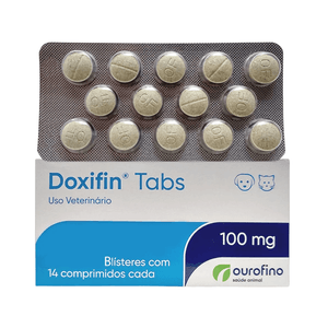 Antibiótico Doxifin Tabs para Cães e Gatos em Blister com 14 Comprimidos de 100 mg