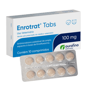 Antimicrobiano Enrotrat Tabs para Cães e Gatos em Blister com 10 Comprimidos de 100 mg