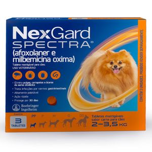 Antiparasitário NexGard Spectra para Cães de 2 kg a 3,5 kg com 3 Tabletes
