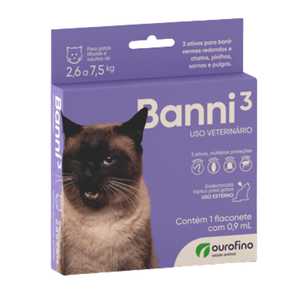 Antipulgas Banni3 Gatos 0,9ml de 2,6kg á 7,5kg
