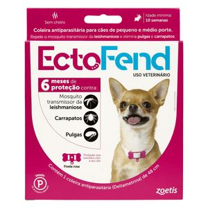 Coleira Antiparasitária EctoFend 48cm para Cães de Pequeno e Médio Porte -  Rosa