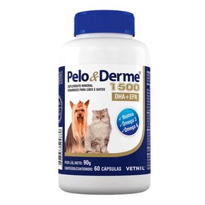 Suplemento Pelo & Derme DHA+EPA para Cães e Gatos de 1500 mg com 60 Cápsulas