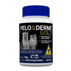 Suplemento Pelo & Derme Gold para Cães e Gatos com 60 Comprimidos