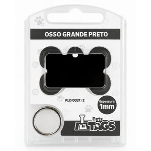 Plaquinha de Identificação Personalizada - Osso Preto G