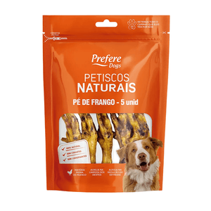 Petisco Prefere Natural Pé de Frango Desidratado para Cães com 5 Unidades