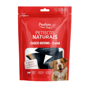 Petisco Prefere Natural Casco Bovino Desidratado para Cães com 3 Unidades