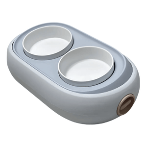 Comedouro Duplo de Cerâmica com Regulagem Cinza em 500ml