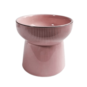 Comedouro Alto de Cerâmica Rosa em 250ml