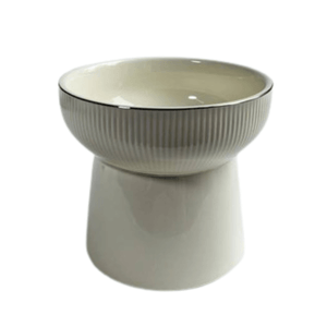 Comedouro Alto de Cerâmica Bege em 250ml