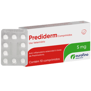 Anti-inflamatório Prediderm para Cães em Blister com 10 Comprimidos de 5 mg