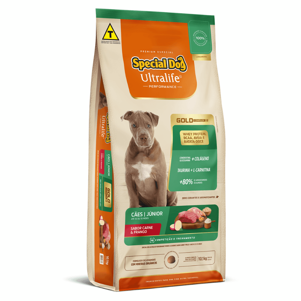Ração Special Dog Ultralife Gold Performance Carne e Frango para Cães Adultos Filhote 10,1 kg