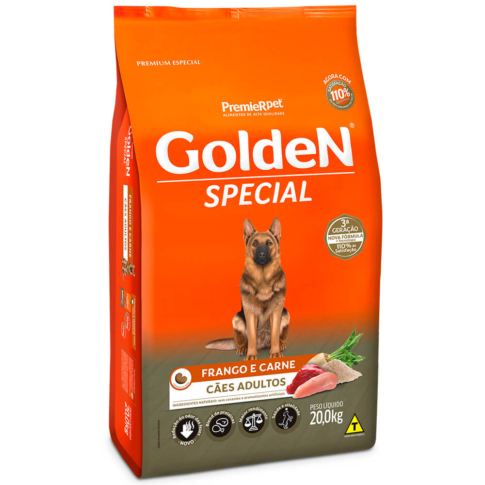 Ração Golden Special Para Cães Adultos Sabor Frango e Carne 20 kg